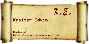Kreiter Edvin névjegykártya